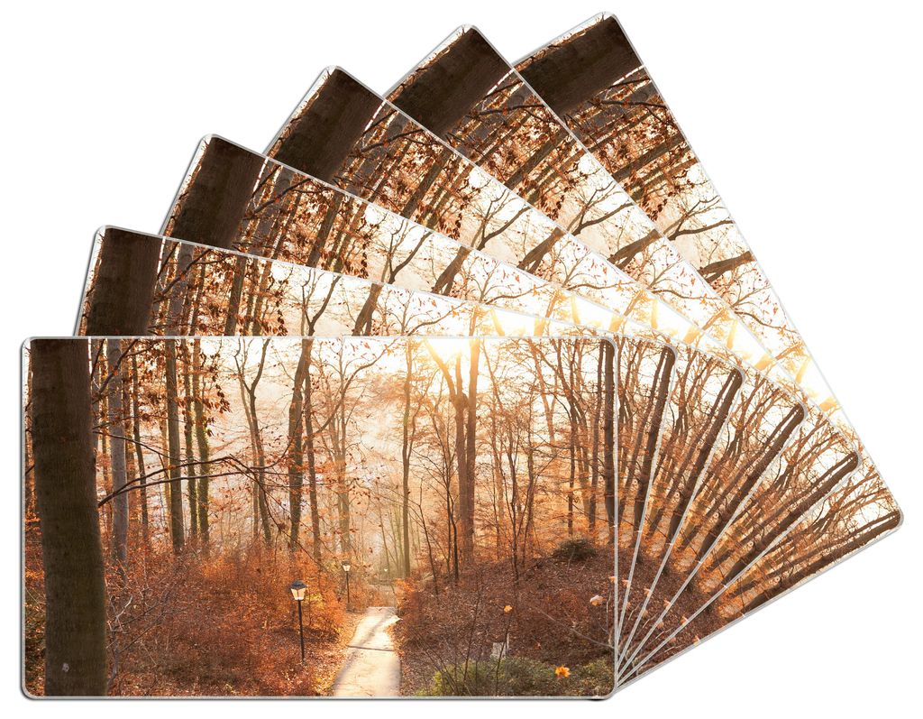 Wallario Frühstücksbrettchen 6er Set aus Glas, je 14 x 23 cm, mit rutschfesten Füßen, Motiv Weg in den Sonnenuntergang