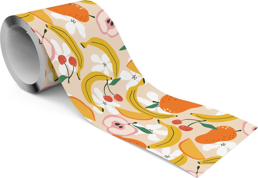 Muralo Selbstklebende Bordüre Tapetenbordüre Wandbordüre Blumen bunte OBST Früchte