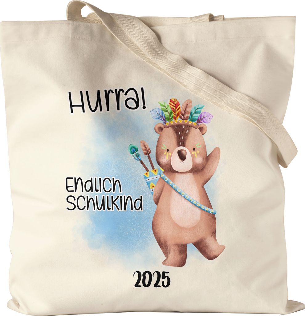 Endlich Schulkind 2025 Bär Jutebeutel Süßes Eichhörnchen Einschulung Geschenk Schulanfang Schuleinführung