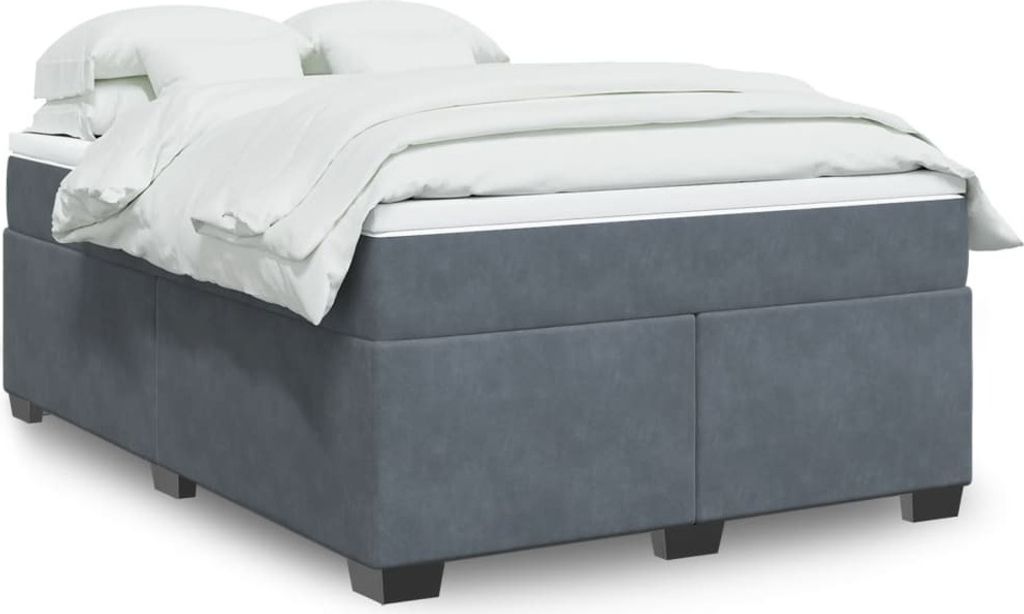 Maison Exclusive - Boxspringbett mit Matratze Dunkelgrau 140x190 cm Samt
