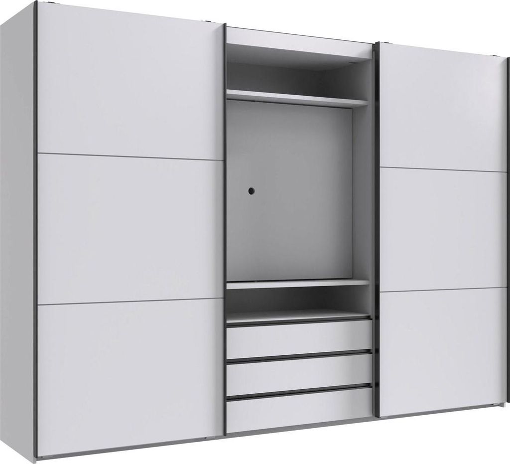 Schwebetürenschrank Magie mit TV-Element 300x65x236cm weiß (18838)