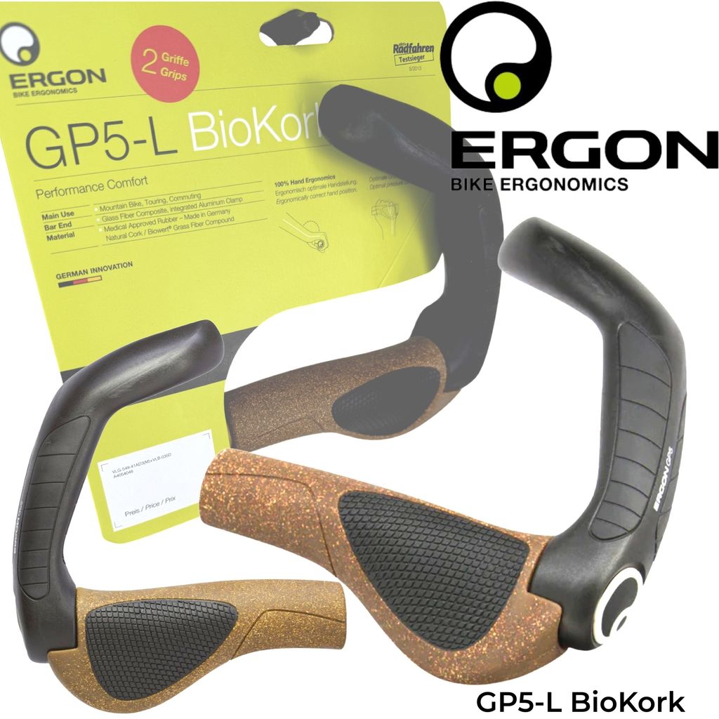 Ergon GP5-L BioKork Fahrrad City Tour Ebike Griffe XL Hörnchen