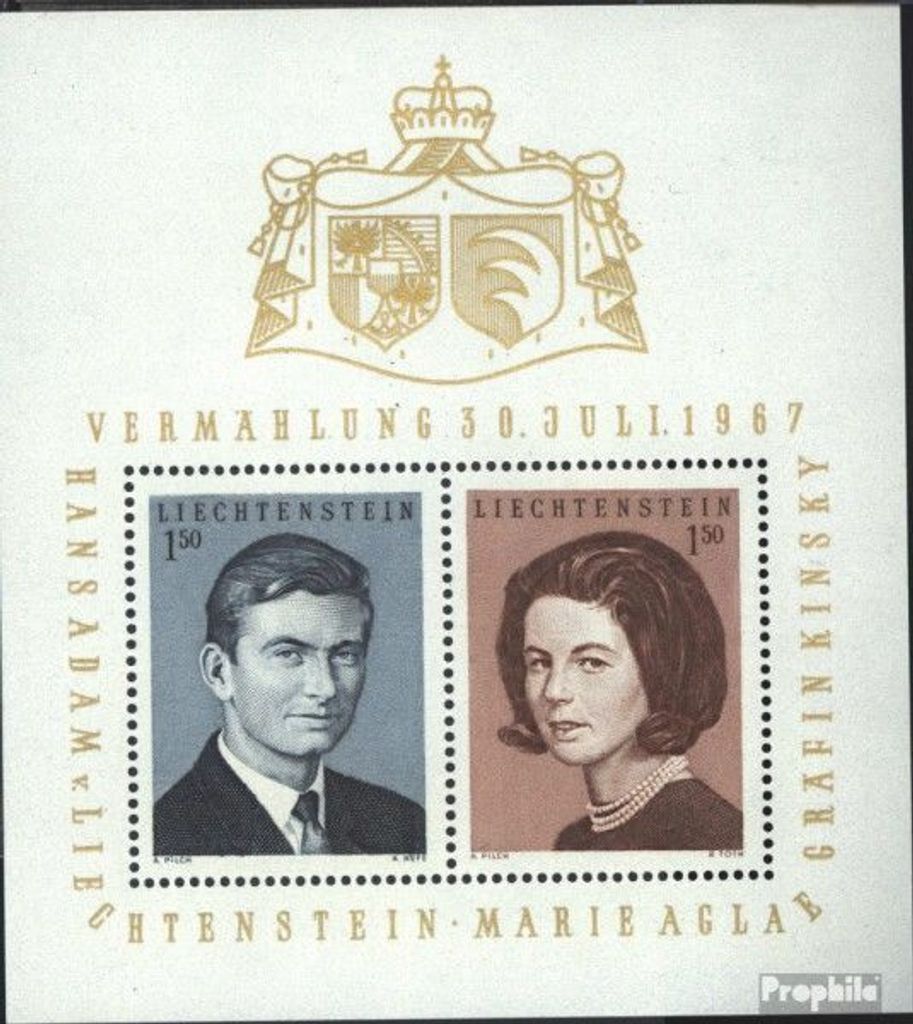 Briefmarken Liechtenstein 1967 Mi Block7 (kompl.Ausg.) postfrisch Königl. Hochzeit