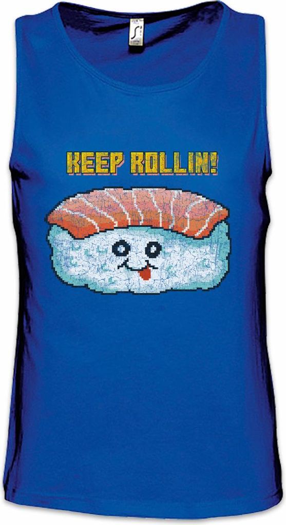 Urban Backwoods Sushi Keep Rollin, Ärmelloses T-Shirt, Farbe: Royalblau, Größe: L