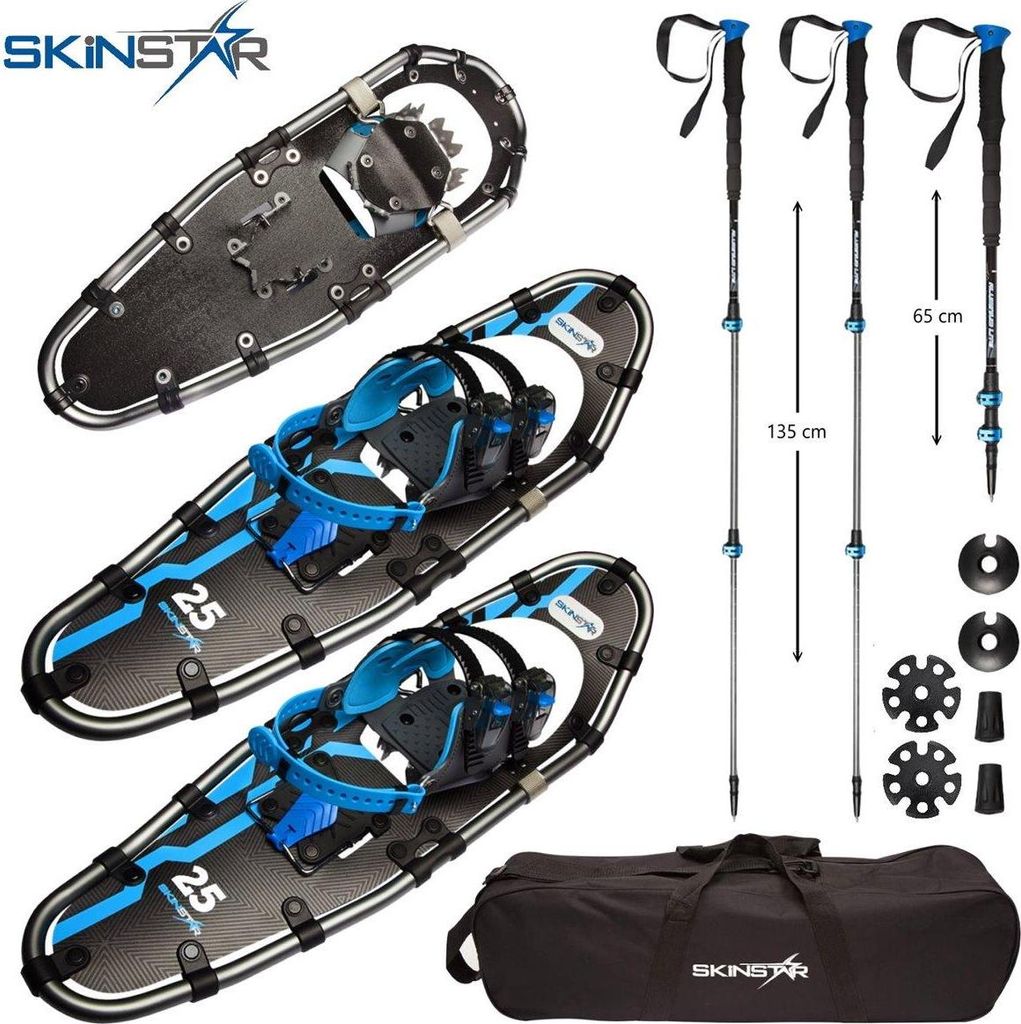 SKINSTAR Schneeschuhe 25" SET Alu-Rahmen Schneeschuhwandern Tourenski Stock