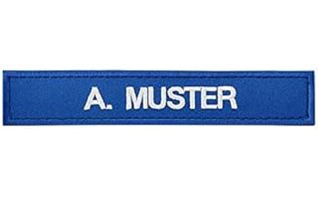 PACOTEX Namensschild bestickt mit eigenem Namen personalisiert Stickschild in vielen Größen und Farben mit Klett (140x25mm, royalblau)