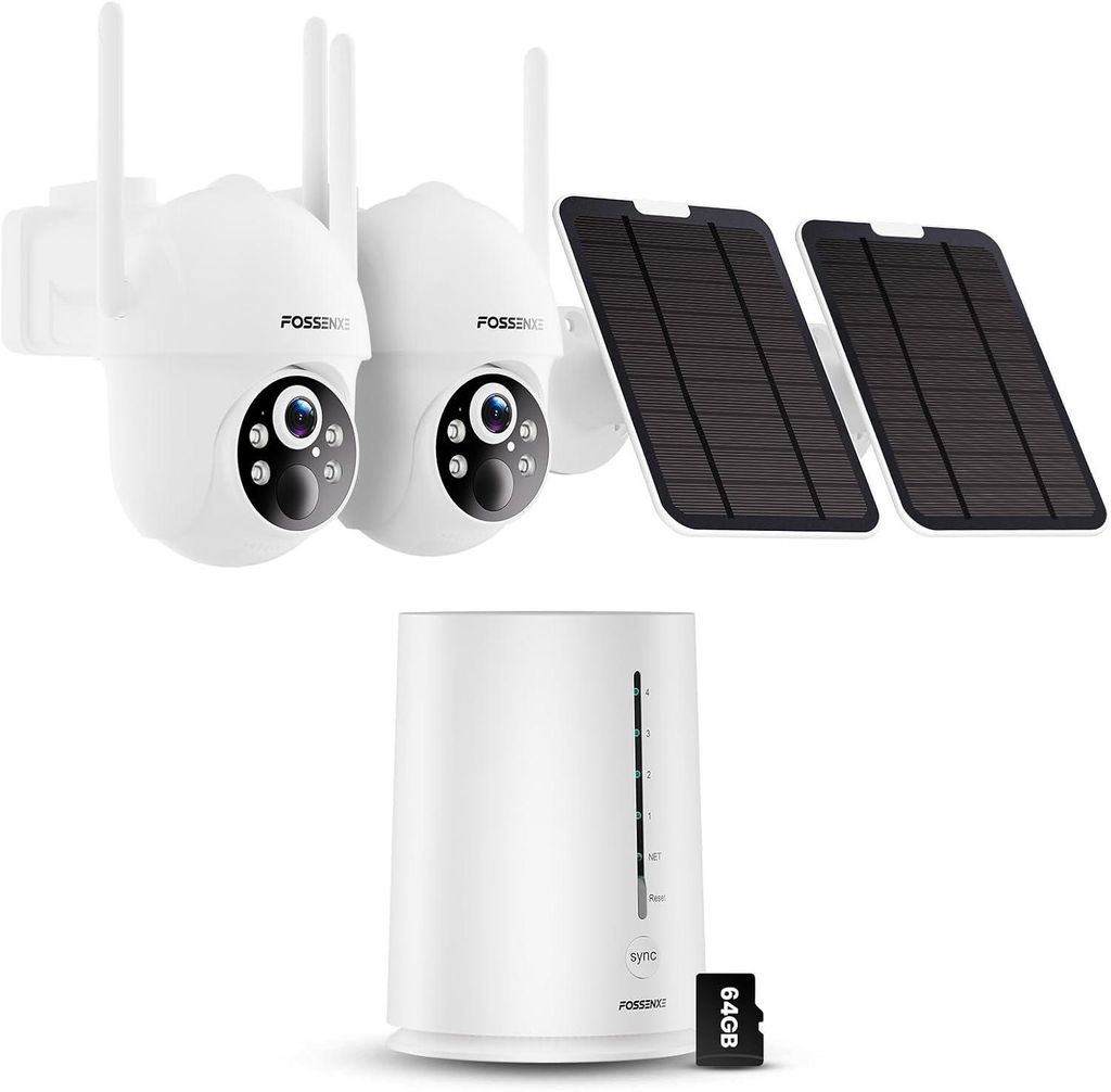 2er-Pack FOSSENXE 4MP Solar Wifi Überwachungskamera Aussen Produktbild 