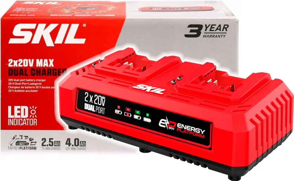 Chargeur de batterie Skil 20V double pour travaux continus