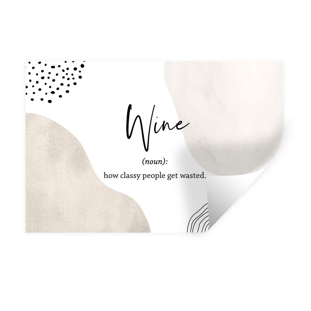 MuchoWow Wandtattoo Wandsticker Wandaufkleber Sprichwörter - Wein - Wörterbuch - Zitate - Definition von Wein 120x80 cm Selbstklebend und Repos...