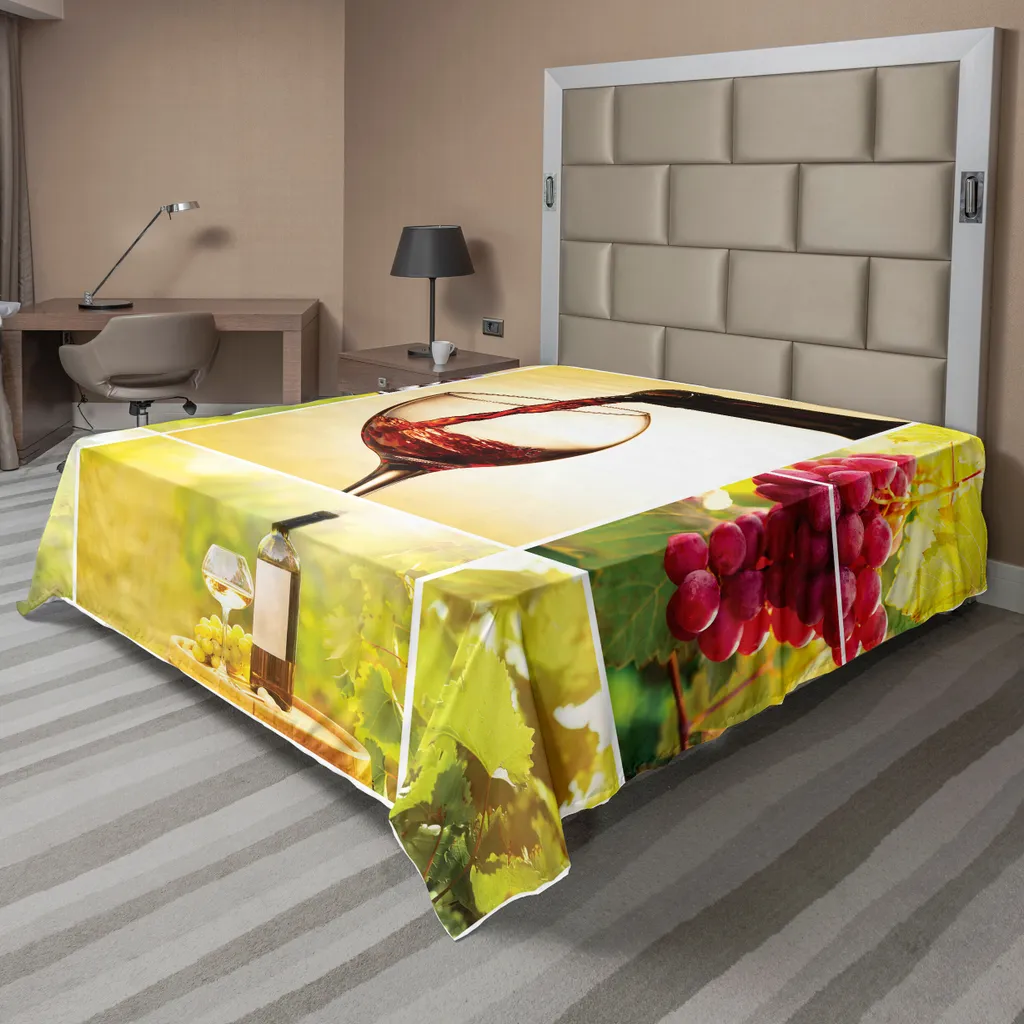 Drap de Lit Grande Taille Anti-Pli Motif Village pour Sommeil Doux