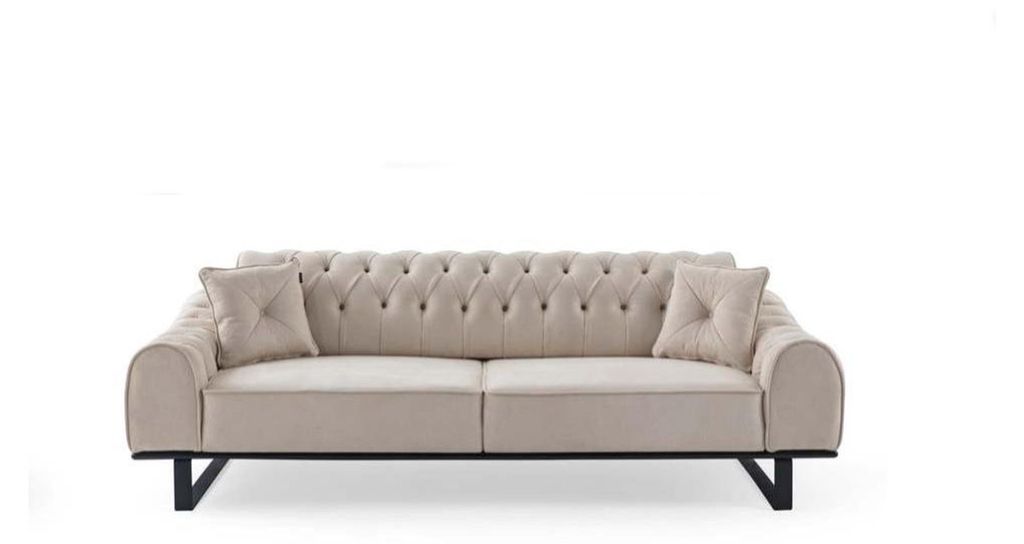 Exklusiver Beiger 3-Sitzer Wohnzimmer Sofas Designer Luxus Couchen Neu