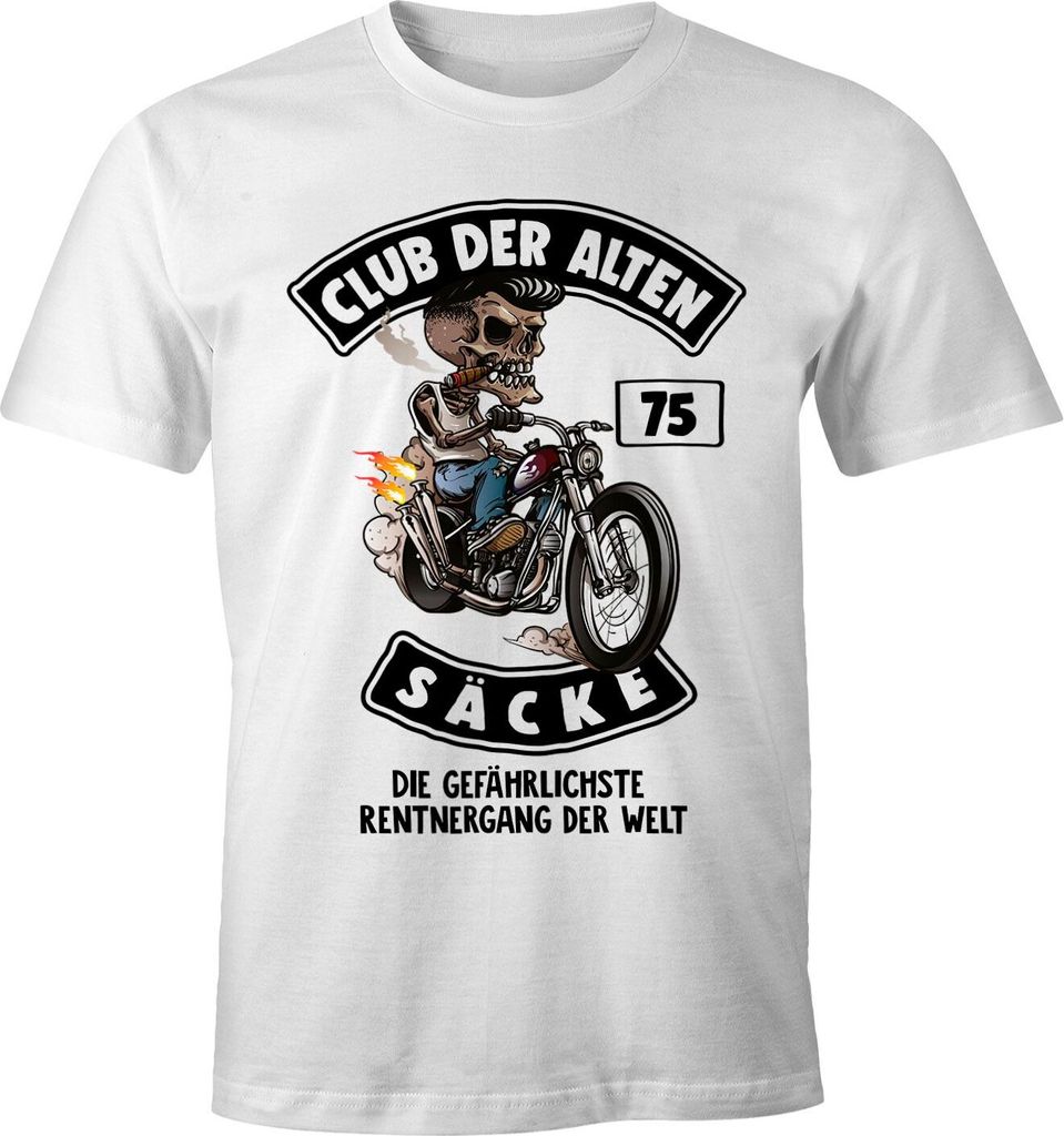 Lustiges Herren T-Shirt Club der alten Säcke Alter Sack Geschenk für Ältere Geburtstag Männer Fun-Shirt Moonworks 75 weiß 5XL