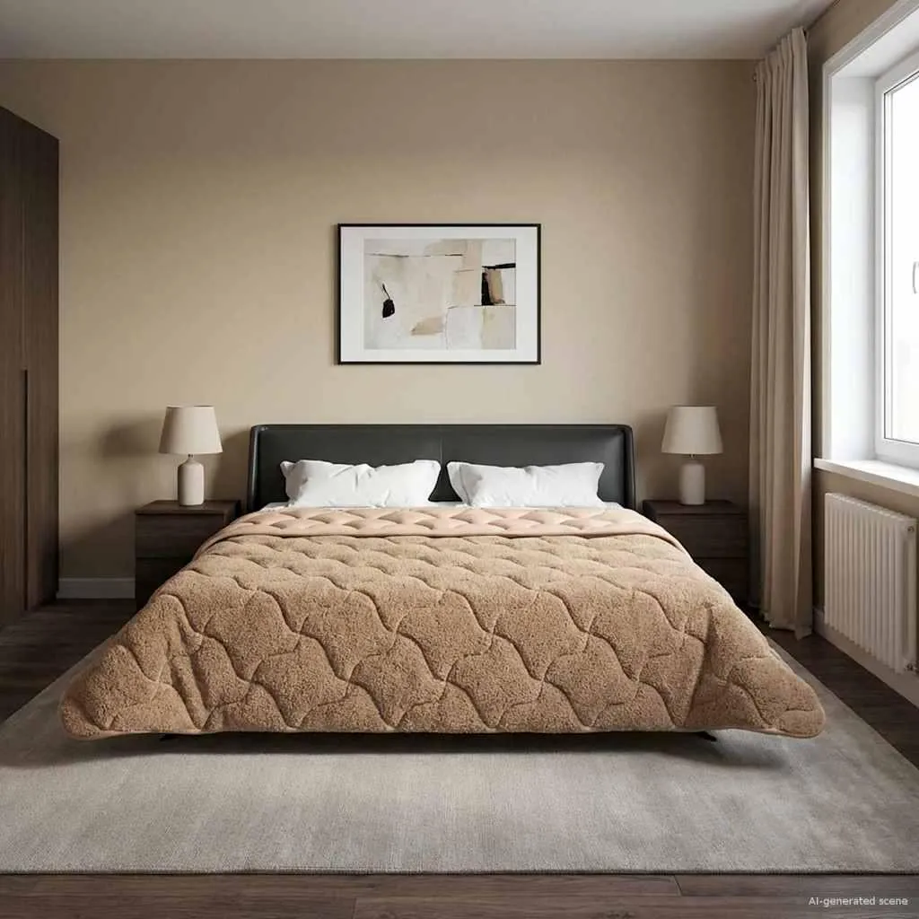 vidaXL Piumone per tutte le stagioni imbottito Taupe 200 x 240 cm - 4