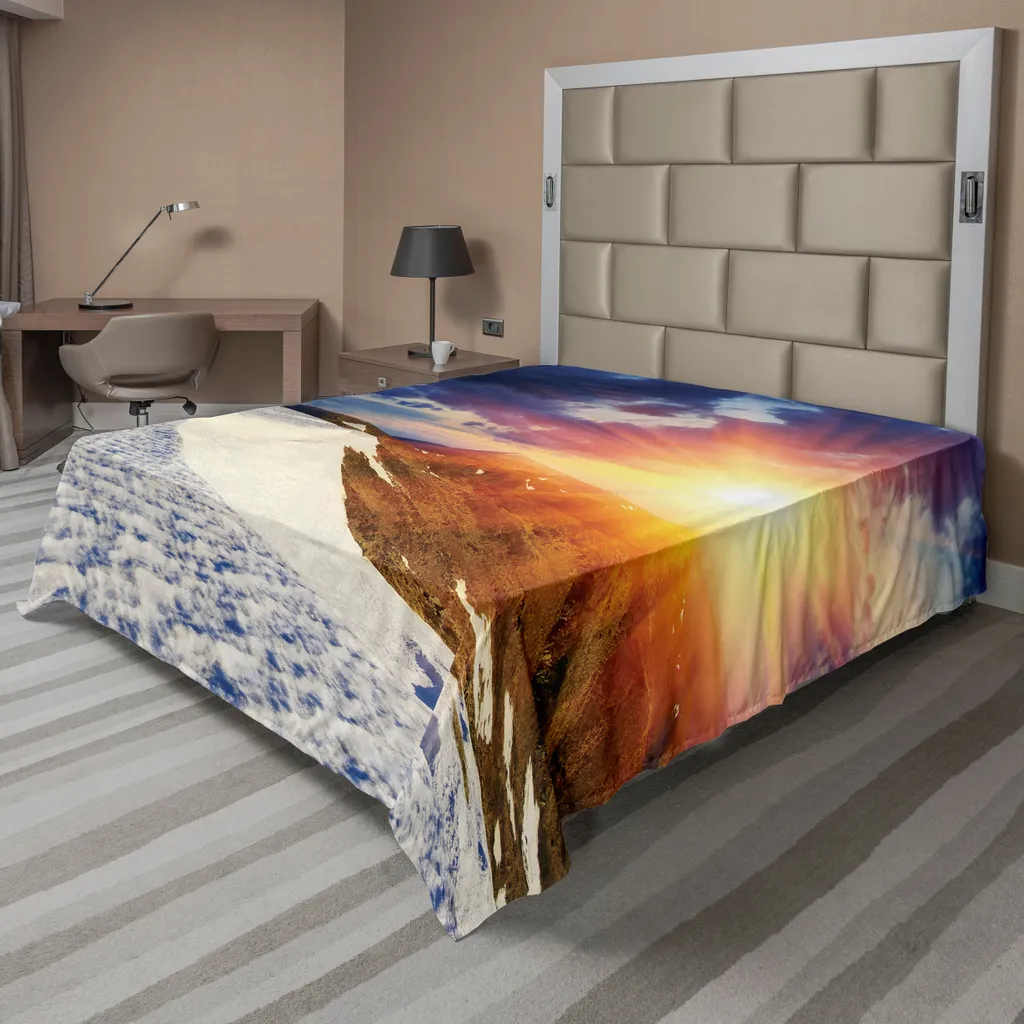 Drap de lit anti-plis et facile d'entretien motif Paysage Alpin