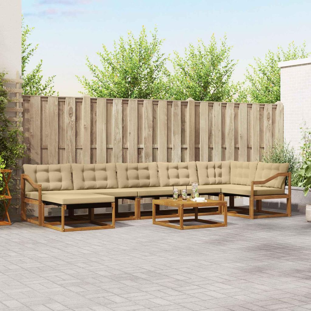 "SALE 2026"Outdoor-Sofagarnitur - CLORIS - Balkonmöbe/Sitzgruppe - 22 pcs - Moderne Design - Natur und Beige Massivholz Akazie - Gartensofas NeuM...