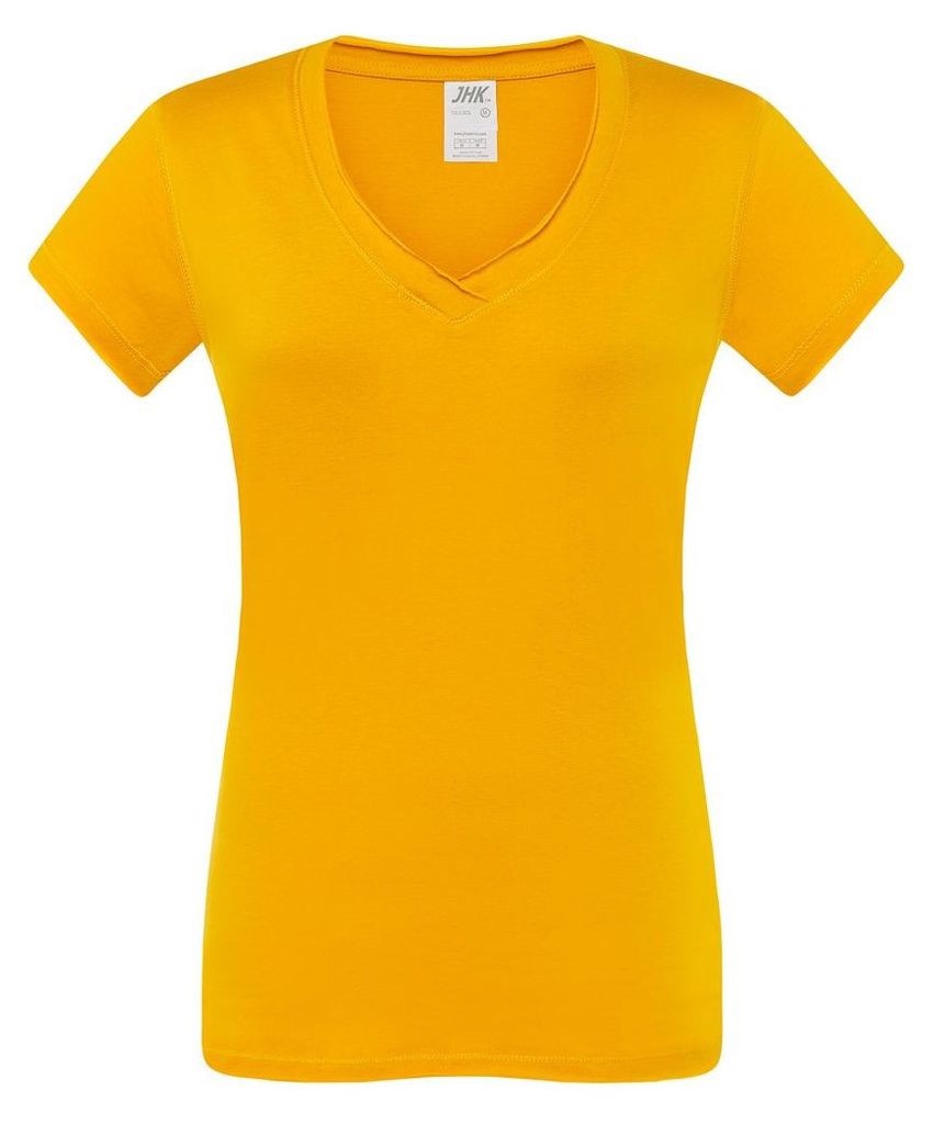 JHK - "Sicilia" T-Shirt für Damen, V-Ausschnitt LT4416 (M) (Senf)