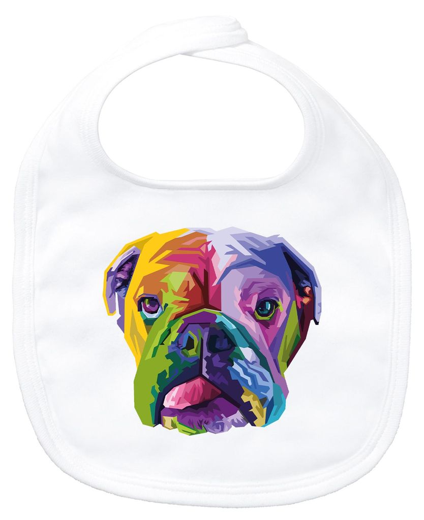 Huuraa Baby Lätzchen Englische Bulldogge Colorful White Klettverschluss Baumwolle Latz Geschenkidee