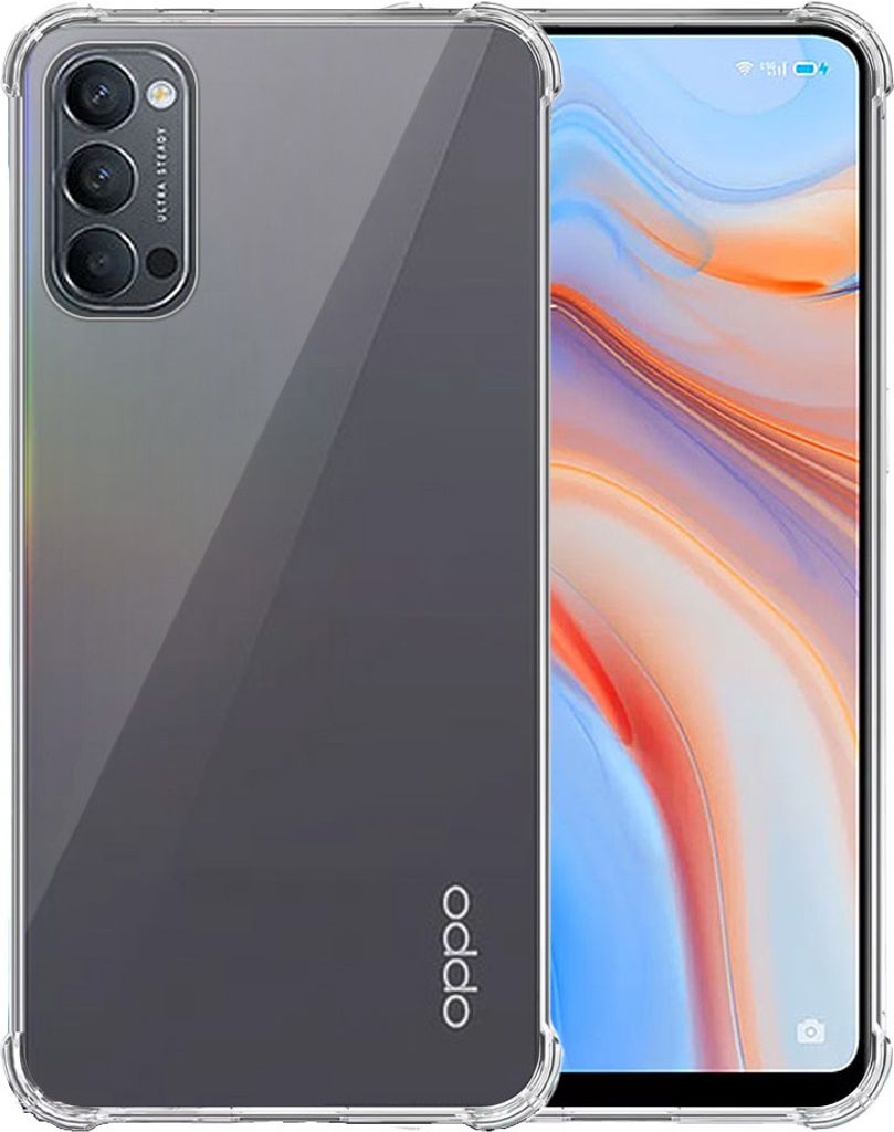 Smartphonica Telefon Fall geeignet für Oppo Reno 4 5G Transparent Shockproof - Shockproof TPU SIlicone Backcover Case mit Bumper Transparent