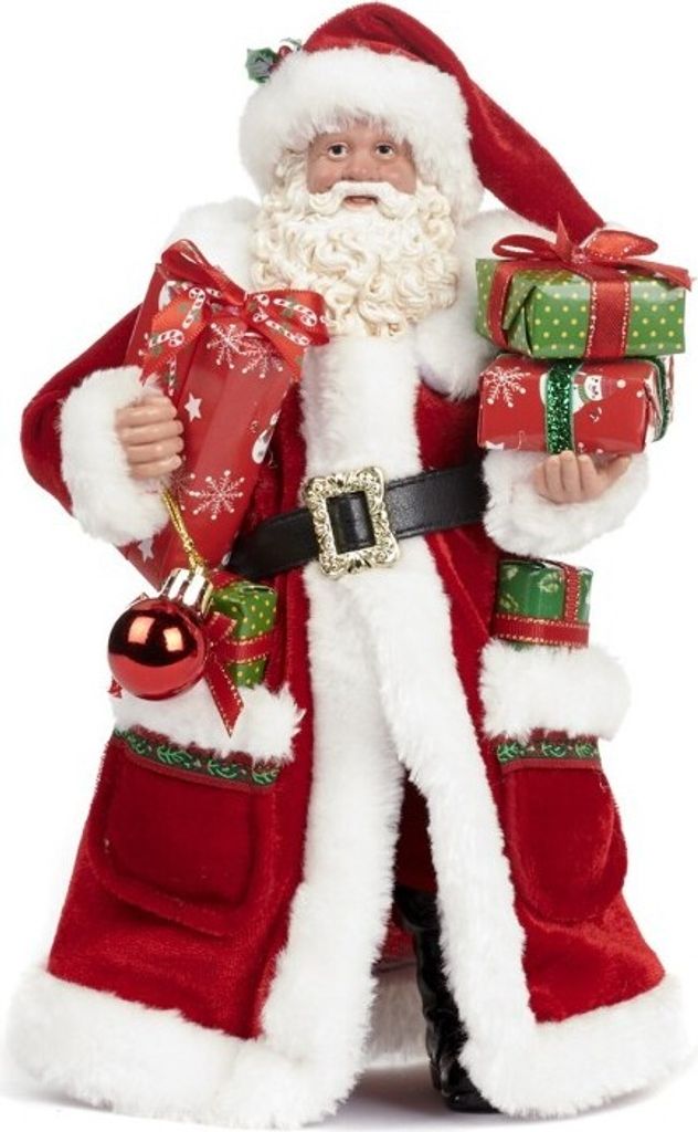 Goodwill Weihnachtsmann Weihnachtspuppe Weihnachtsmann präsentiert Rot H 28 cm