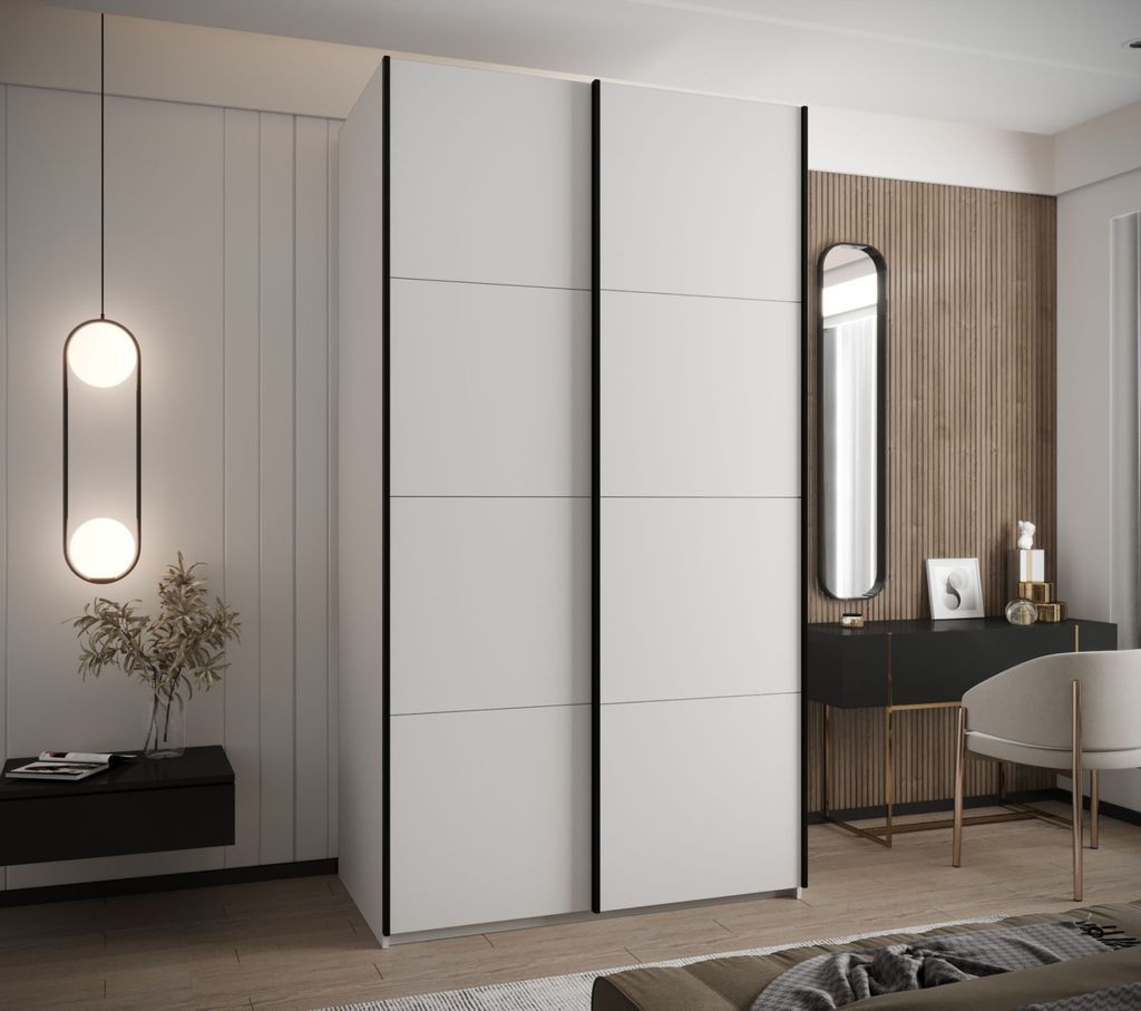 Zweitüriger Kleiderschrank SAMARA 1 - 140 cm, weiß/schwarz