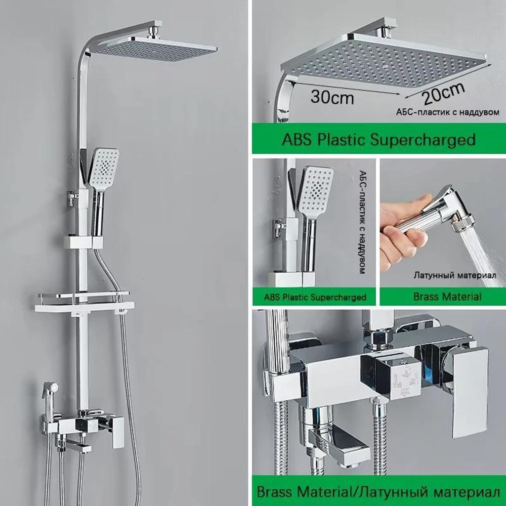 Duschsystem Badewanne - 4-Wege Duscharmatur - Regendusche Produktbild 