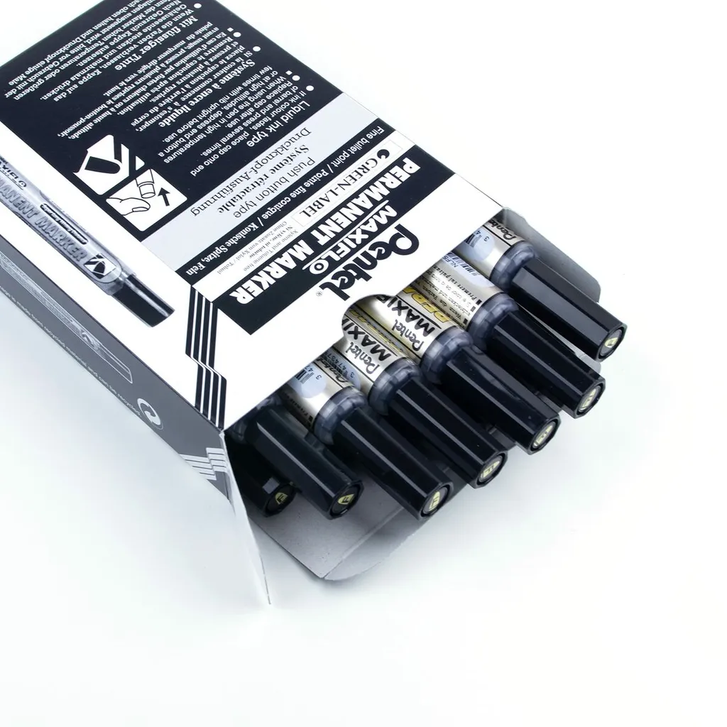 Marqueur Noir Permanent Pentel NLF50-AO à Pointe Ogive - Pack de 12 - 2