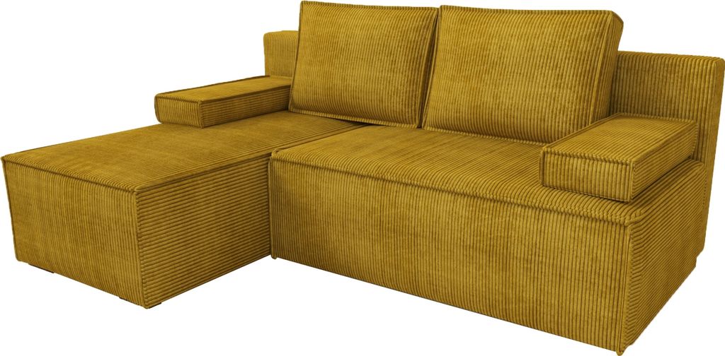 BroMARKT Ecksofa mit Schlaffunktion Caspar Gelb Cord Links