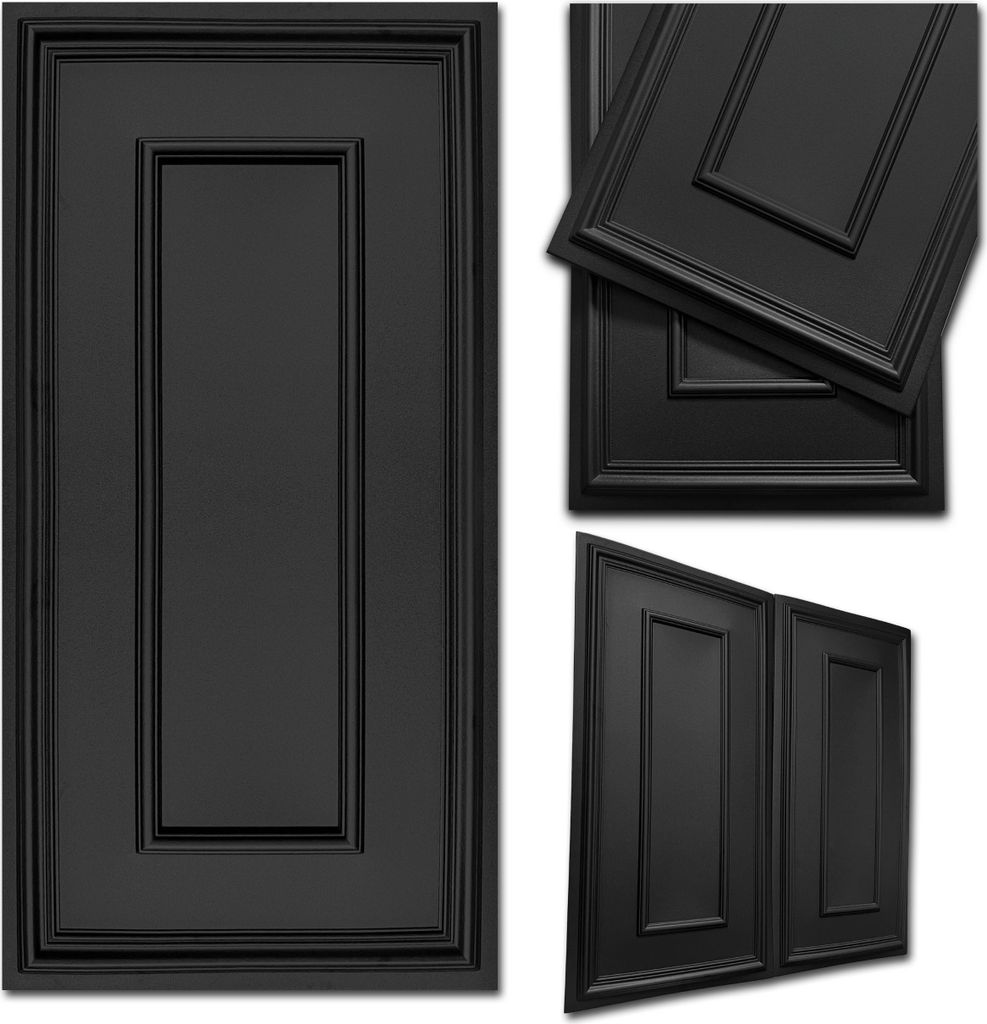 DECCART | 3D Wandpaneele Polystyrol Schwarz | Wandverkleidung für Wohnzimmer und Schlafzimmer | Dekorative Paneele | Set 16 x 100x50 cm | 8 m²