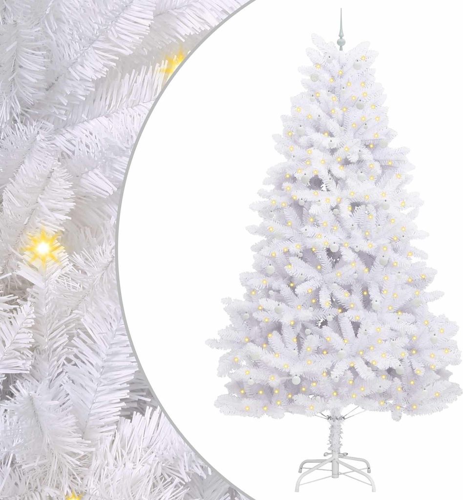 Künstlicher klappbarer Weihnachtsbaum Weiß 300 cm PVC und Stahl