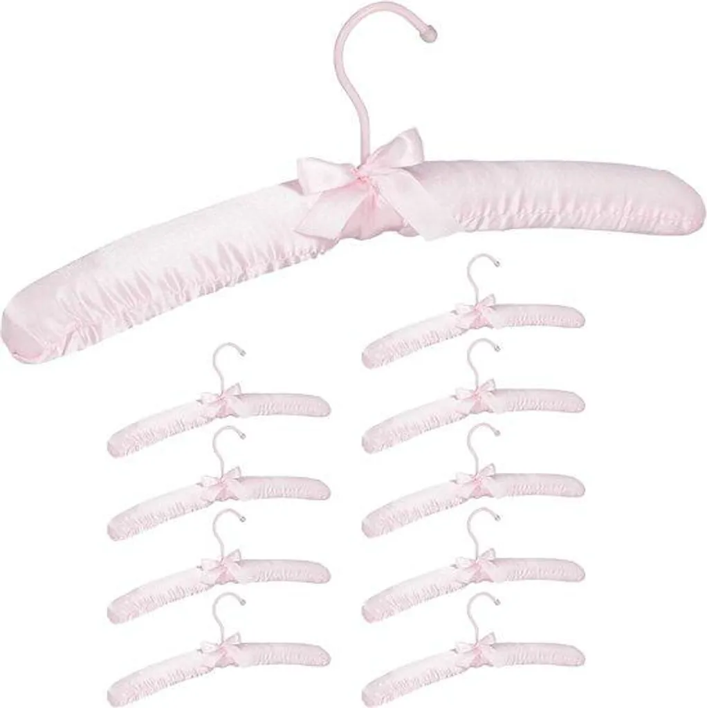 Cintres rembourrés pour vêtements délicats en satin rose lot de 10 pcs