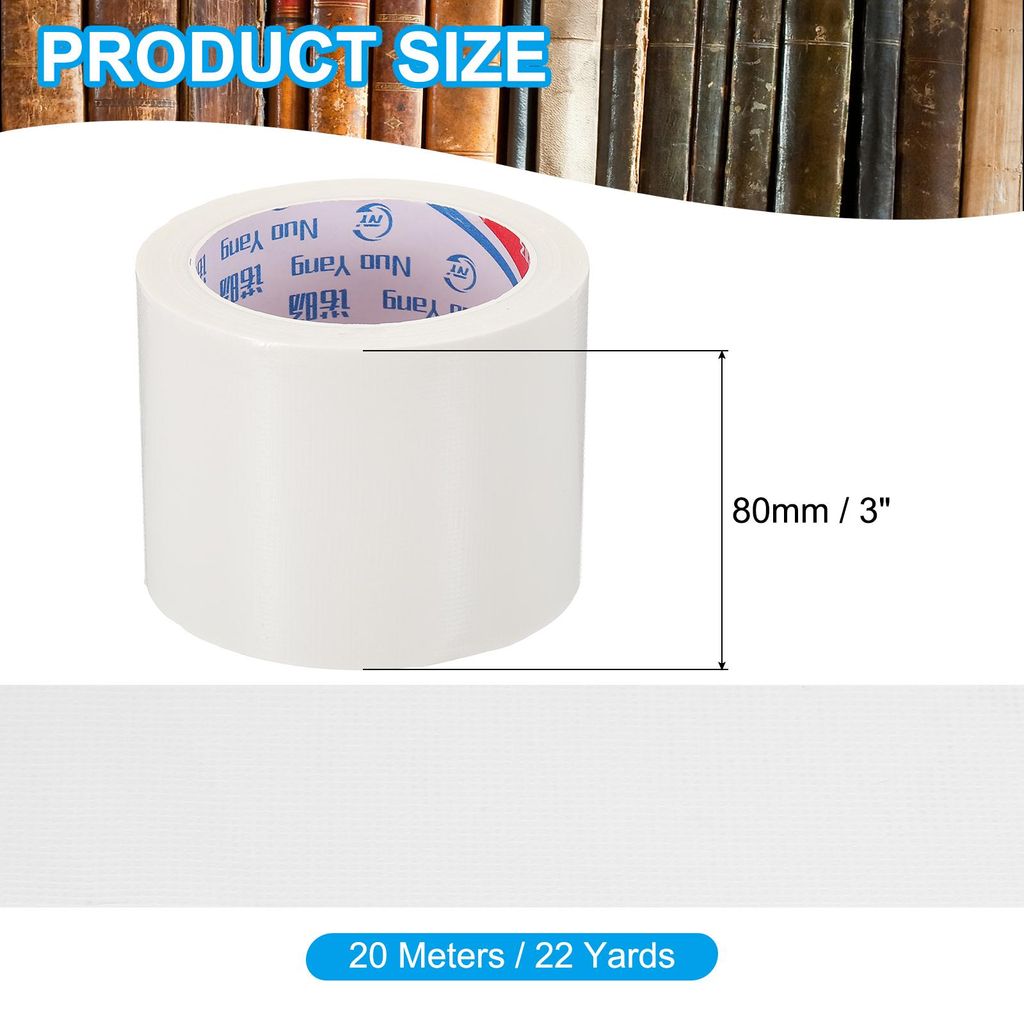 Gewebeband, 80 mm x 20 m Gewebeklebeband, Panzertape Wasserfest, Reparaturband, Panzerband, Wei? Buchbindungsband, Selbstklebend zur Reparatur, Bš...