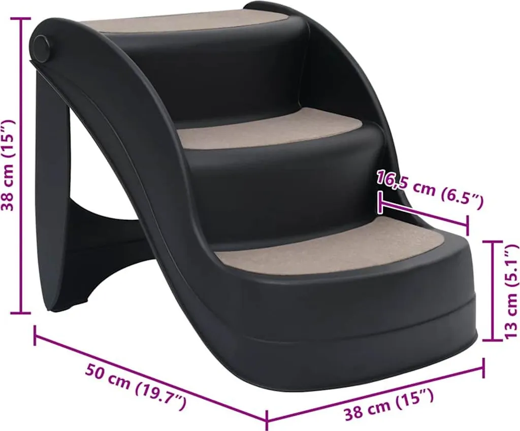 Escalier Chien 3 Marches Pliables Noir vidaXL - Stable et Compact - 8