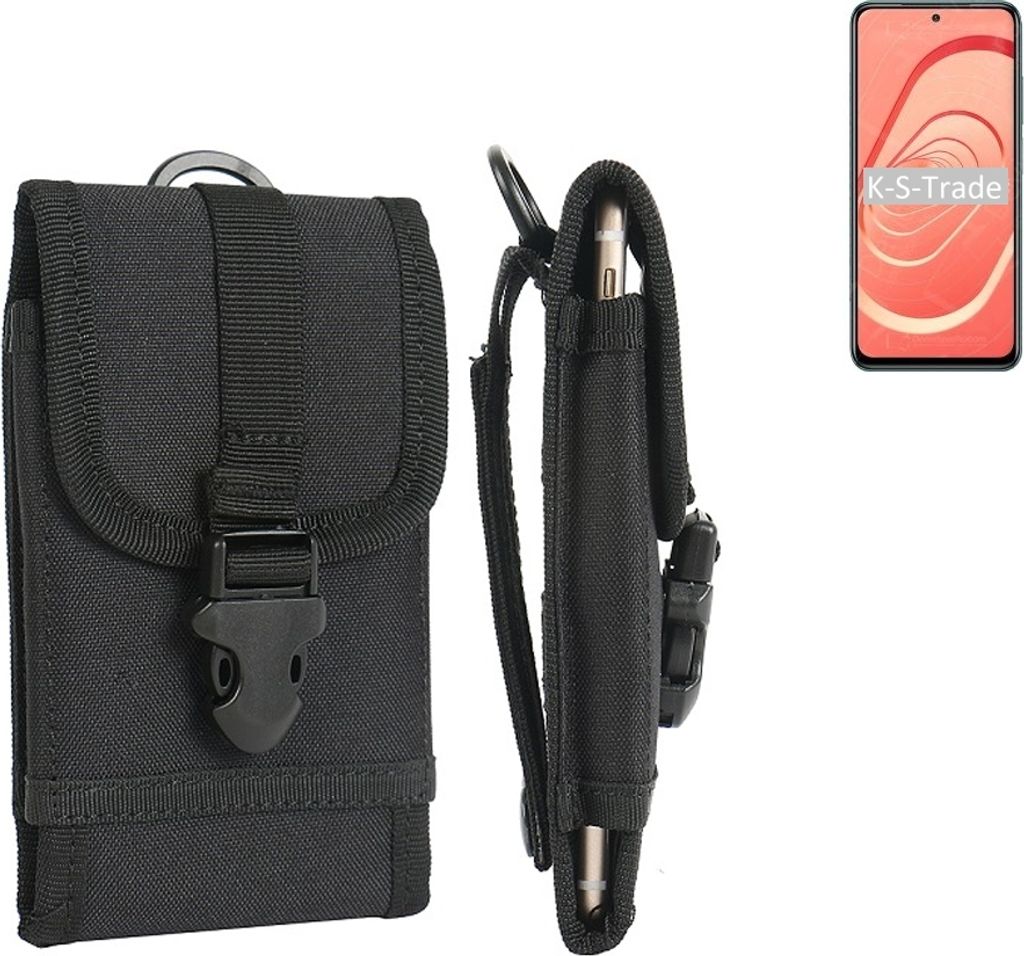 K-S-Trade Holster Handy Hülle kompatibel mit Xiaomi Redmi Note 10 Holster Handytasche Gürtel Tasche Schutz Hülle Robust Outdoor schwarz