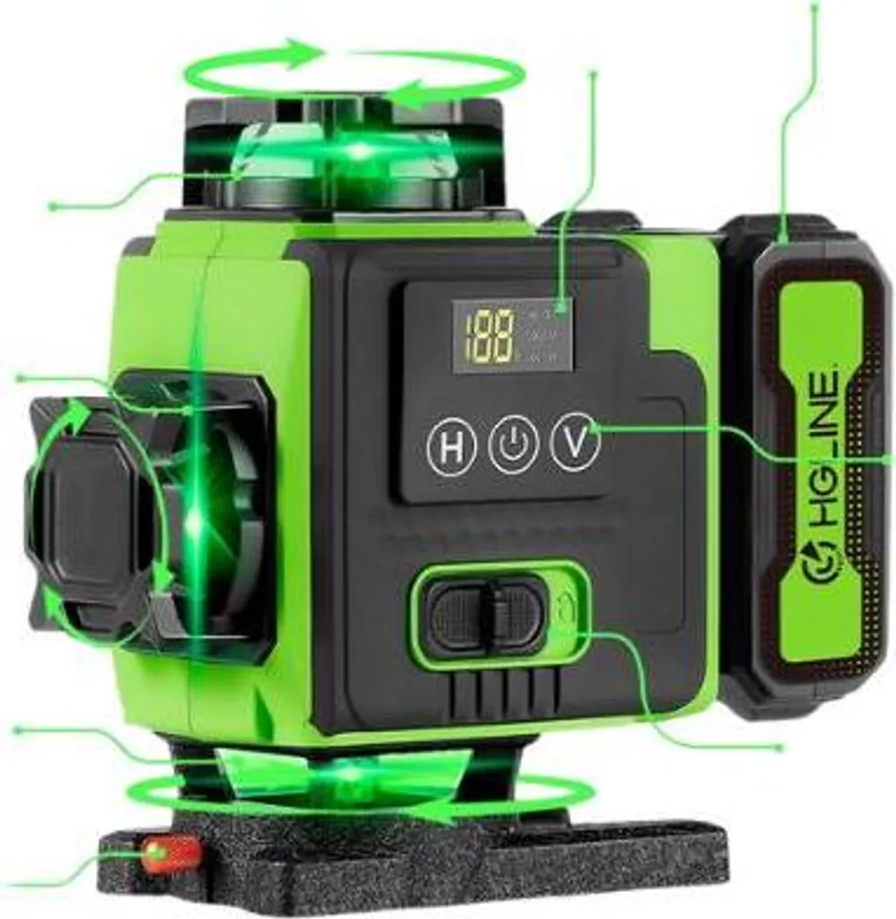Niveau laser pour pose de carrelage et cloison 16 lignes avec 2 piles