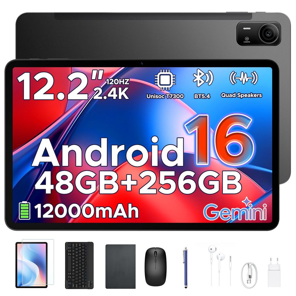 AP12PRO Tablet Android 16, 48GB RAM+256GB ROM (2TB TF), Produktbild 