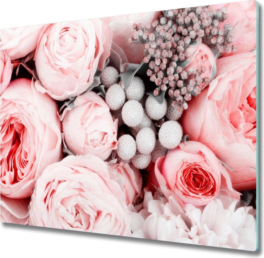 Glas Herdabdeckplatte 60x52 cm Spritzschutz Glasabdeckplatte Schneidebrett Blumenstrauß