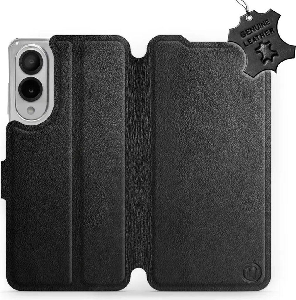 Echtleder Handyhülle für Galaxy S25 Edge, Mobiwear Leather, Schwarz