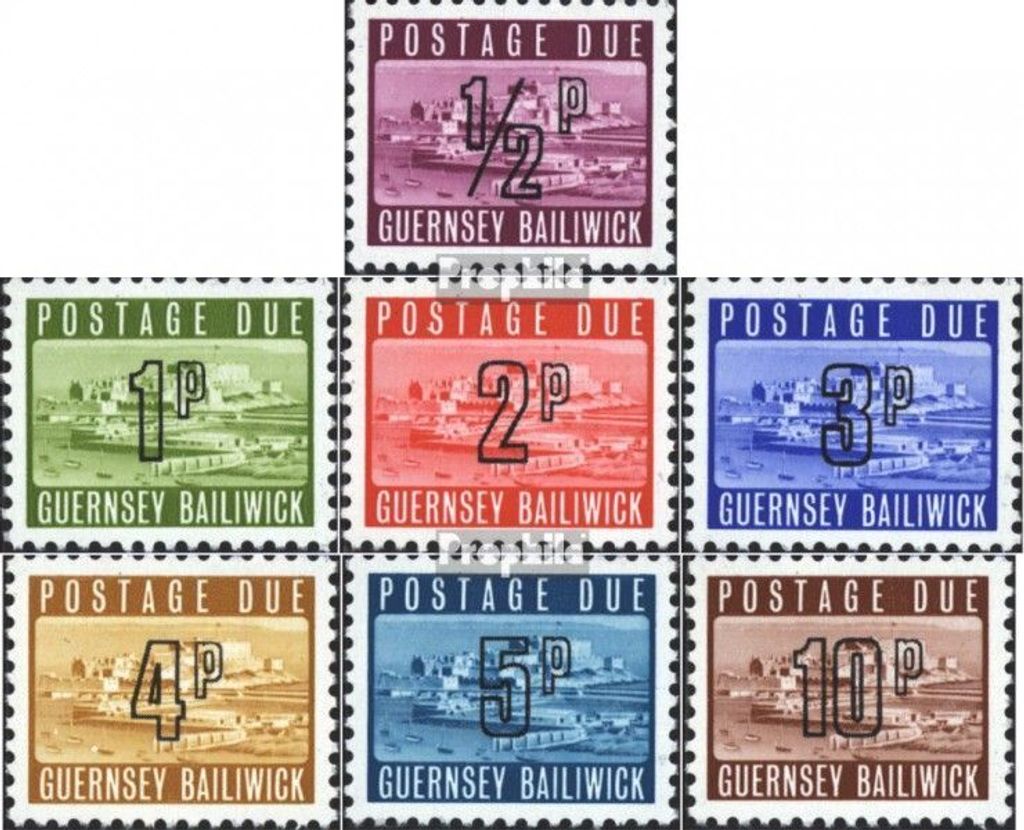 Briefmarken GB - Guernsey 1971 Mi P8-P14 (kompl.Ausg.) Produktbild 