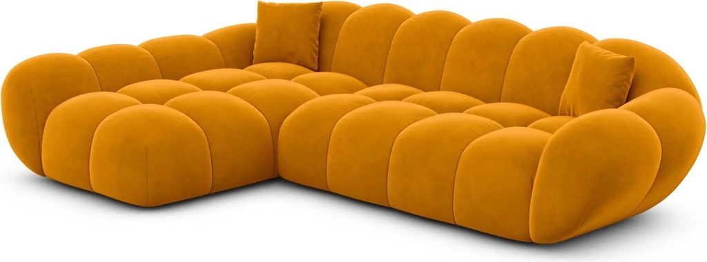 Samtstoff L-Form Sofa Liva Senf Links