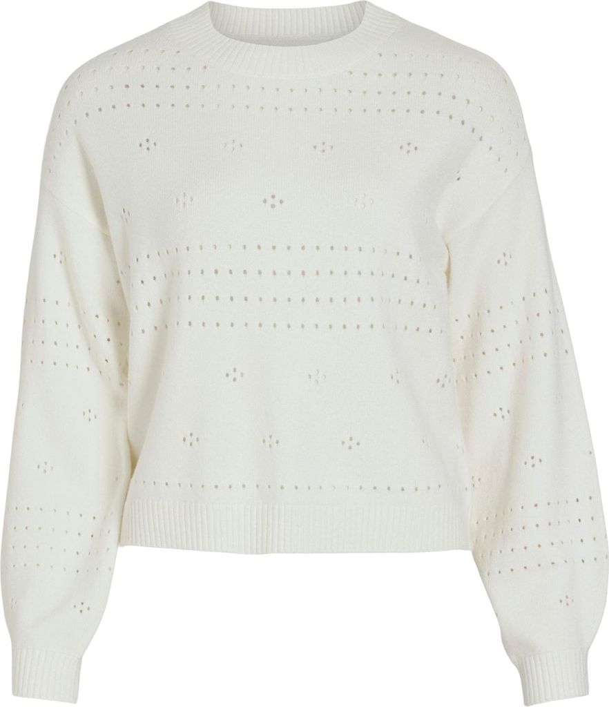 VILA Soft Strickpullover mit Ballonärmel Pointelle Muster Größe: L