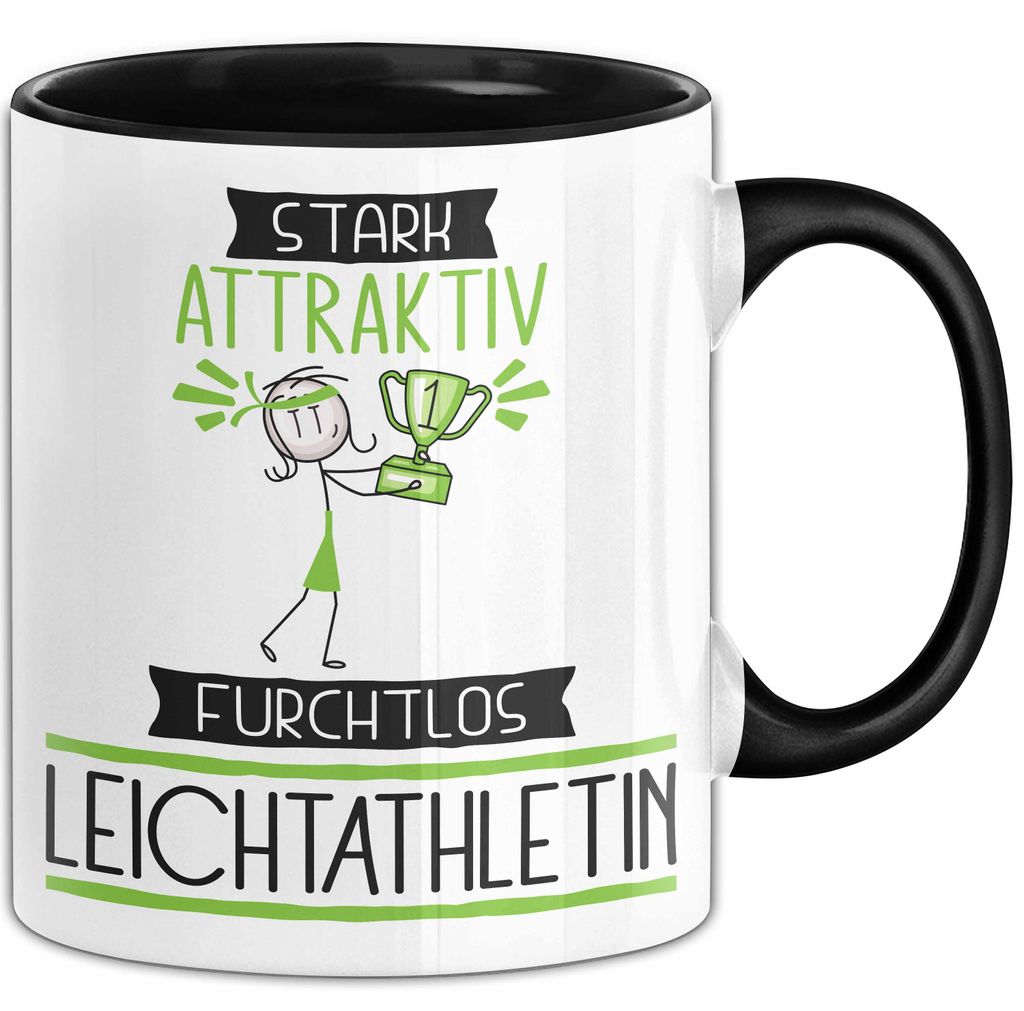 Leichtathletin Tasse Geschenk Becher Stark Attraktiv Furchtlos Leichtathletin Lustige Geschenkidee (Schwarz)