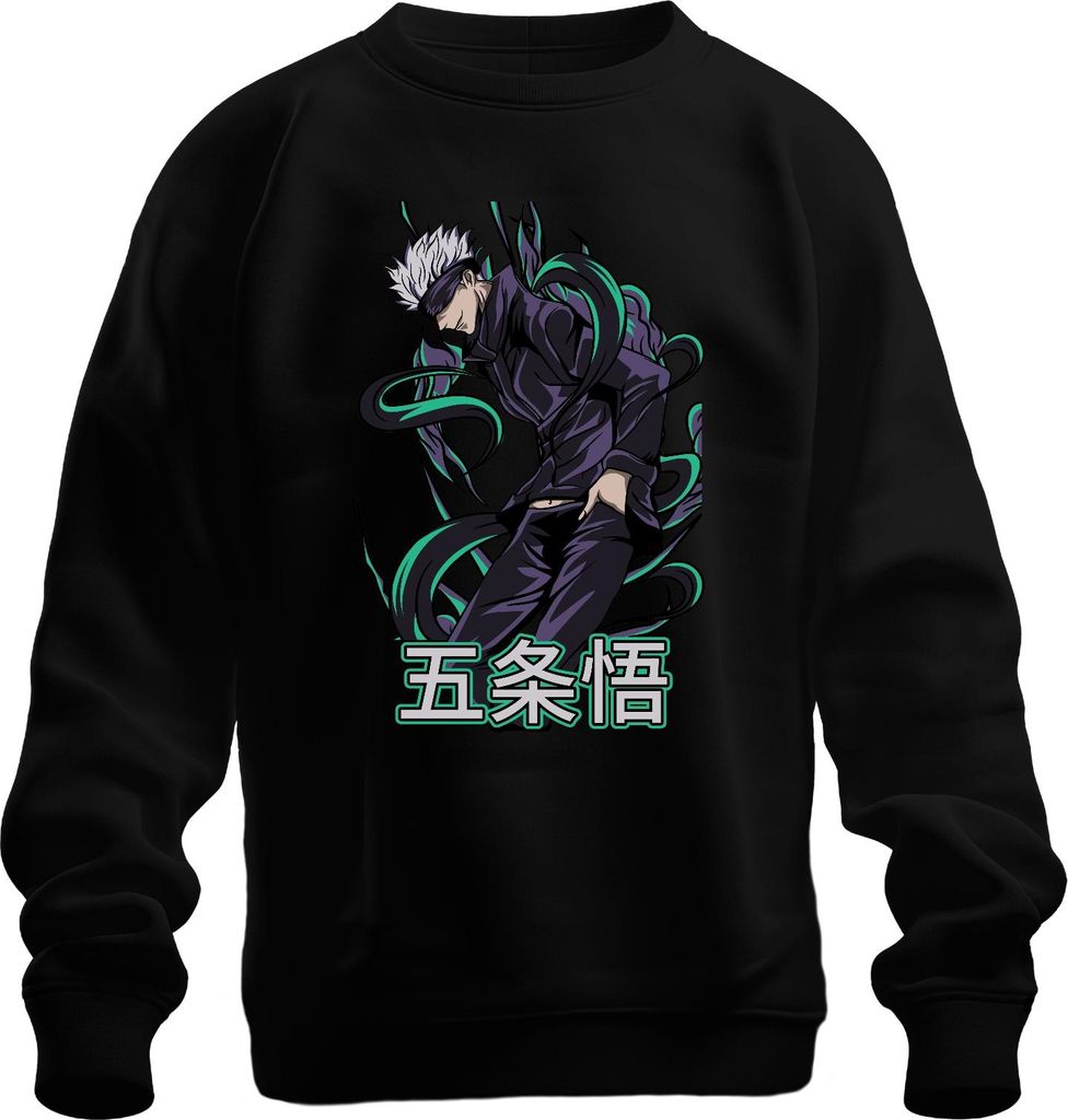 Jujutsu Kaisen Gojo 五条悟 Anime Otaku Geschenk Cool Augenbinde Uni Sweatshirt Pullover, Schwarz, S