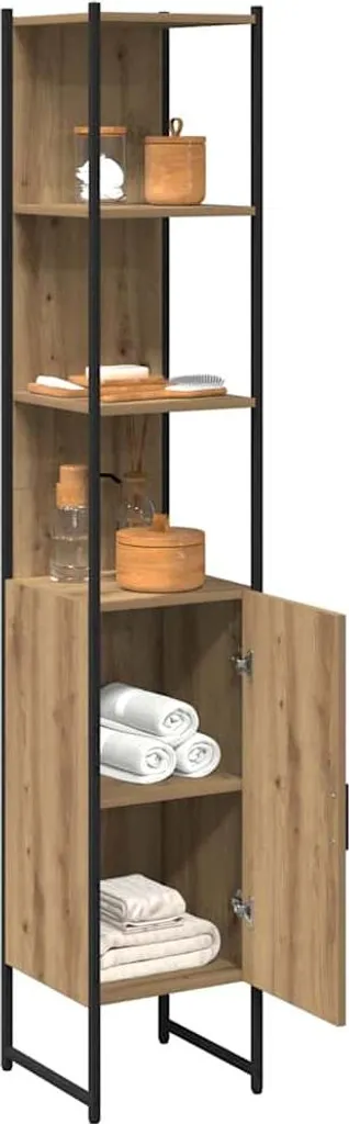 Mobile Bagno Colonna Rovere Artisan 33x33x185,5 cm | Salvaspazio Legno