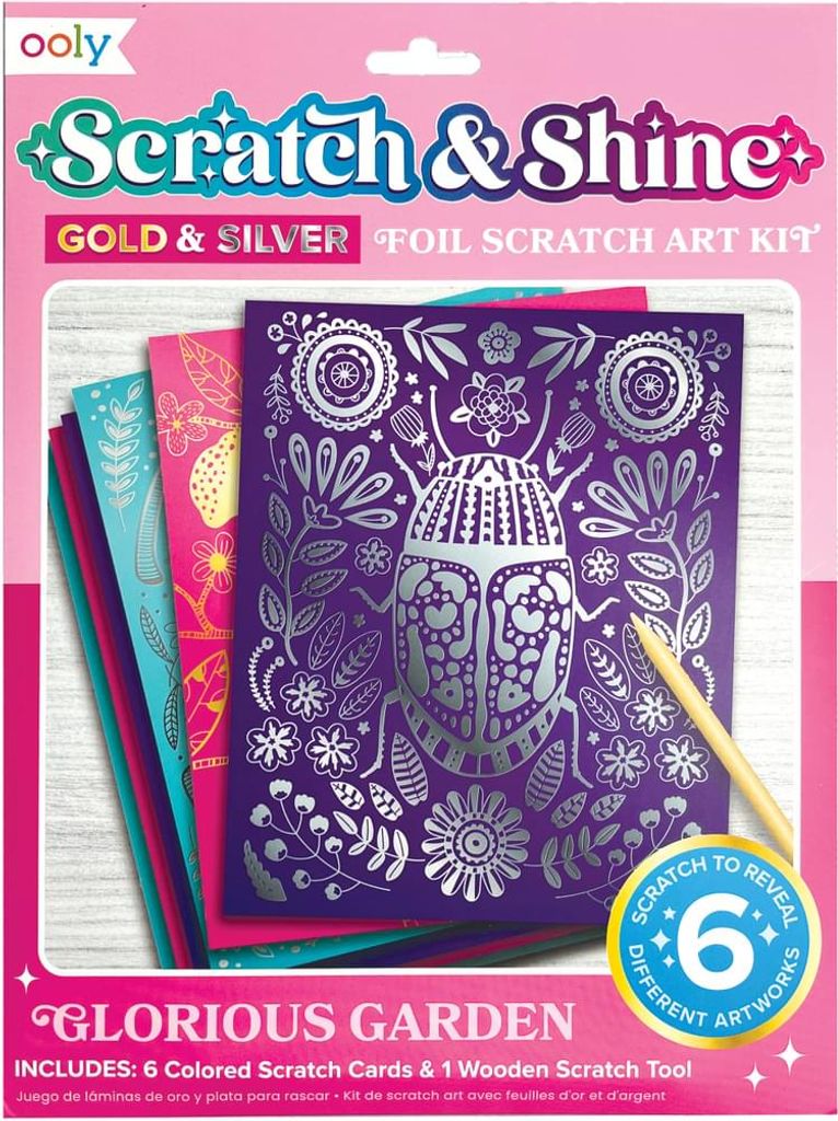 Ooly Scratch-Art Spielzeug Glorious Garden mehrfarbig kreativ