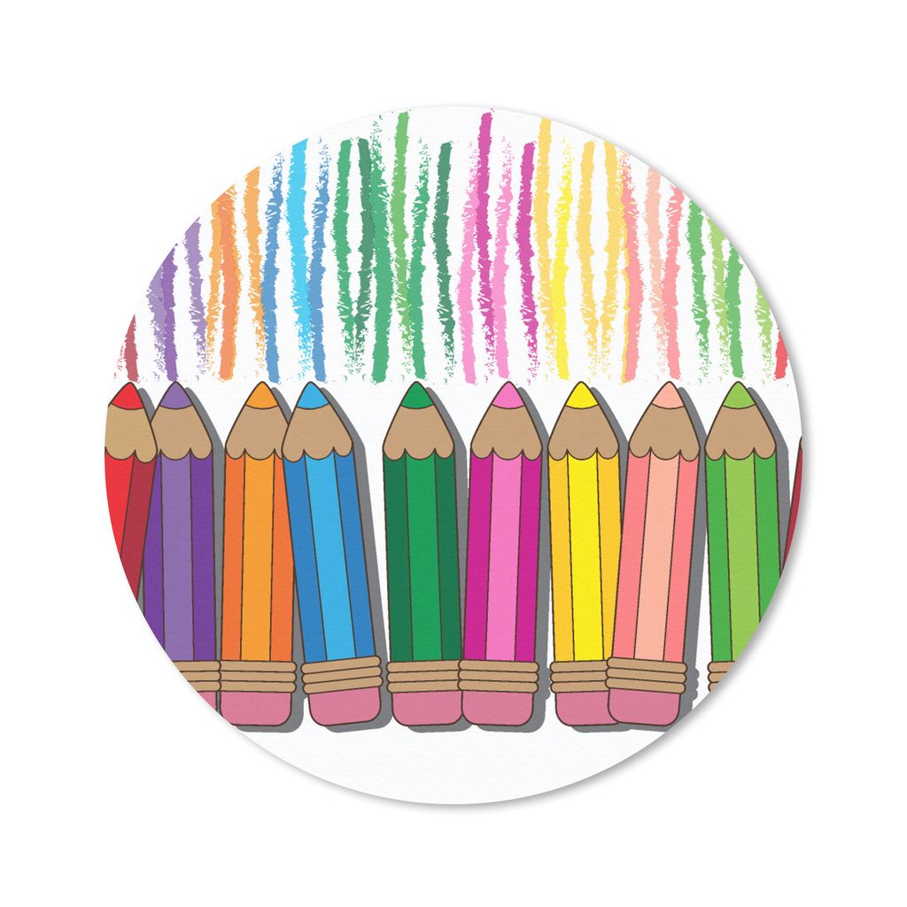 MuchoWow Mauspad Mousepad Farbstift - Muster - Regenbogen 50x50 cm - Mousepads - Maus Mat - Pad - Mausunterlage - Vinyl