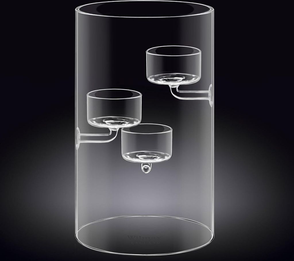 Wilmax porta tealight in vetro per 3 tealight, 20 cm - Immagine del prodotto 