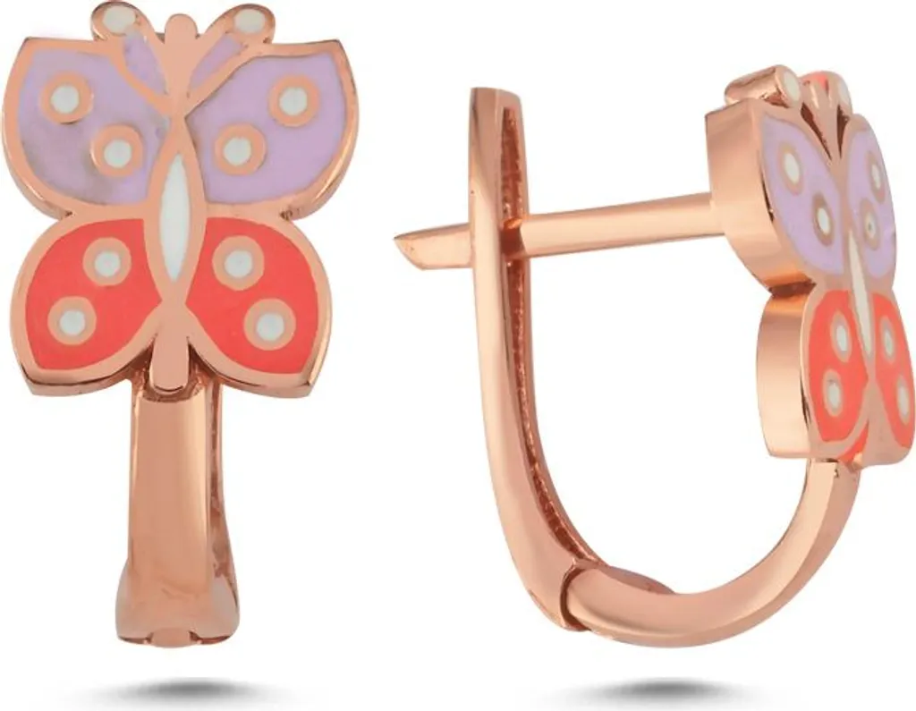 Boucles d'oreilles pour femmes pendantes papillon en argent et émail
