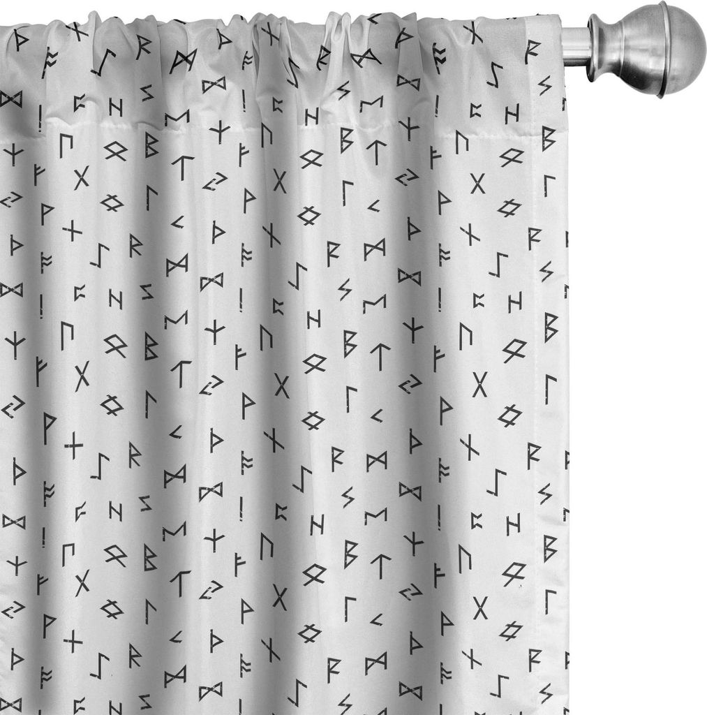 ABAKUHAUS Okkulte Vorhänge, Gardinen, Minimalistische anatolische Stammes-Hieroglyphe alten mythologischen Alphabet Artwork Print, 2 Stück 75 x 2...