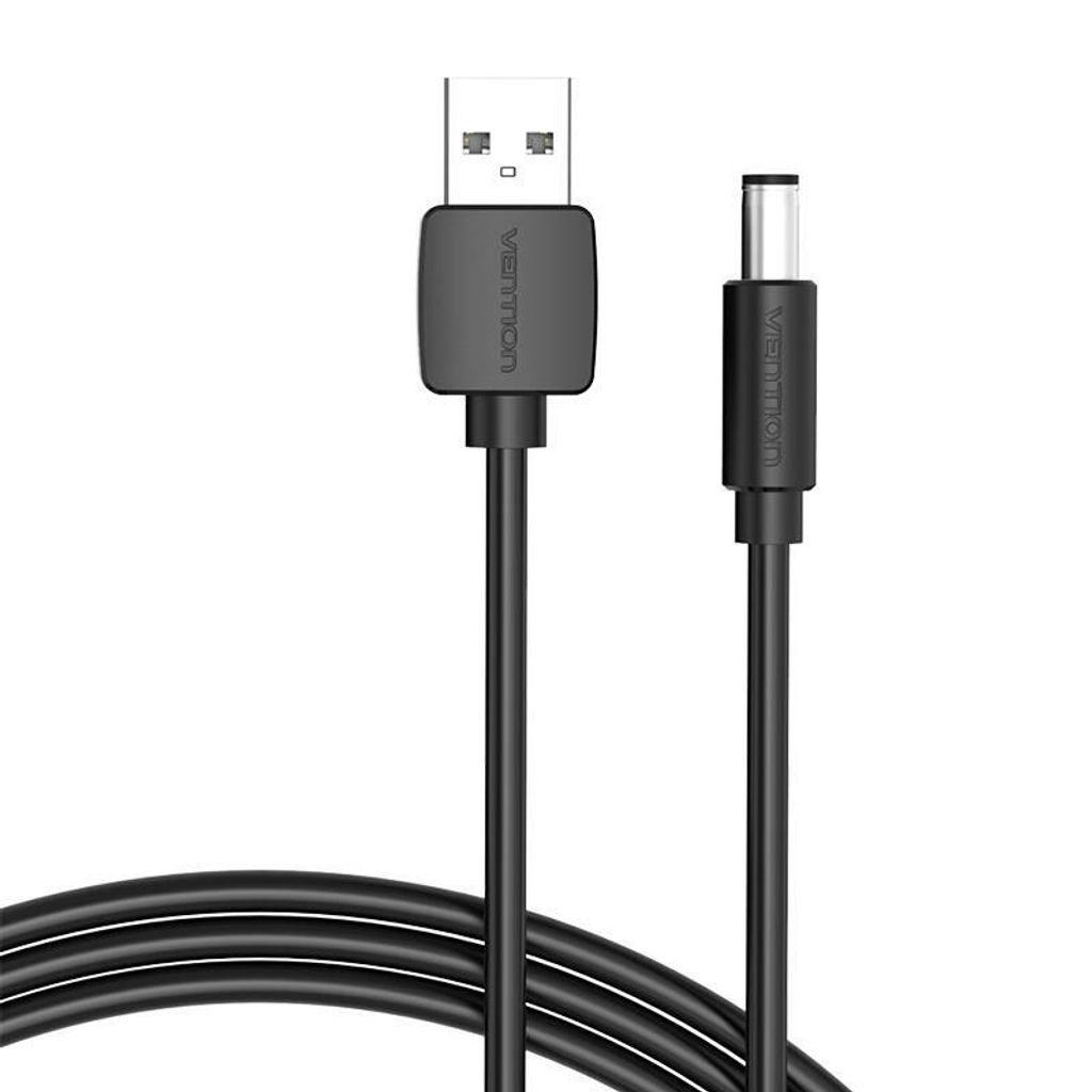 Stromkabel USB 2.0 auf DC 5,5 mm Hohlstecker 5V Vention CEYBD 0,5m (schwarz)