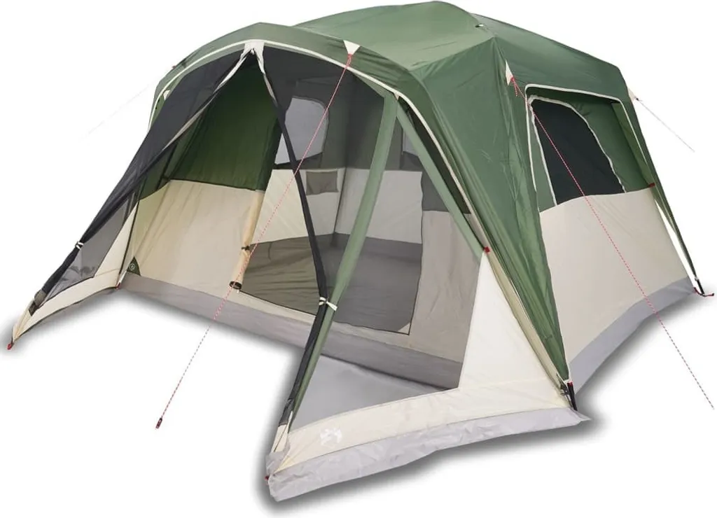 Tente familiale 6 personnes verte pour camping en famille et bivouac
